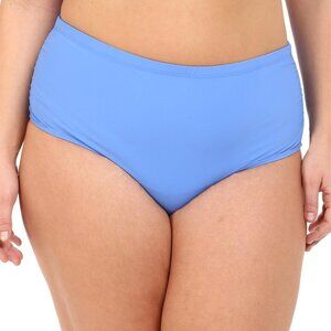 Chic Plus Size Blue Bikini Pants with Shirr Side, Perfect for Summer, 20W